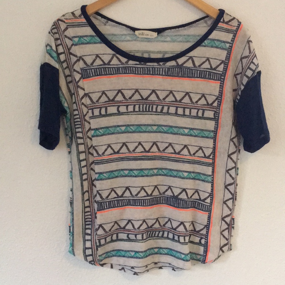 Geometric Sheer Knit T-Shirt